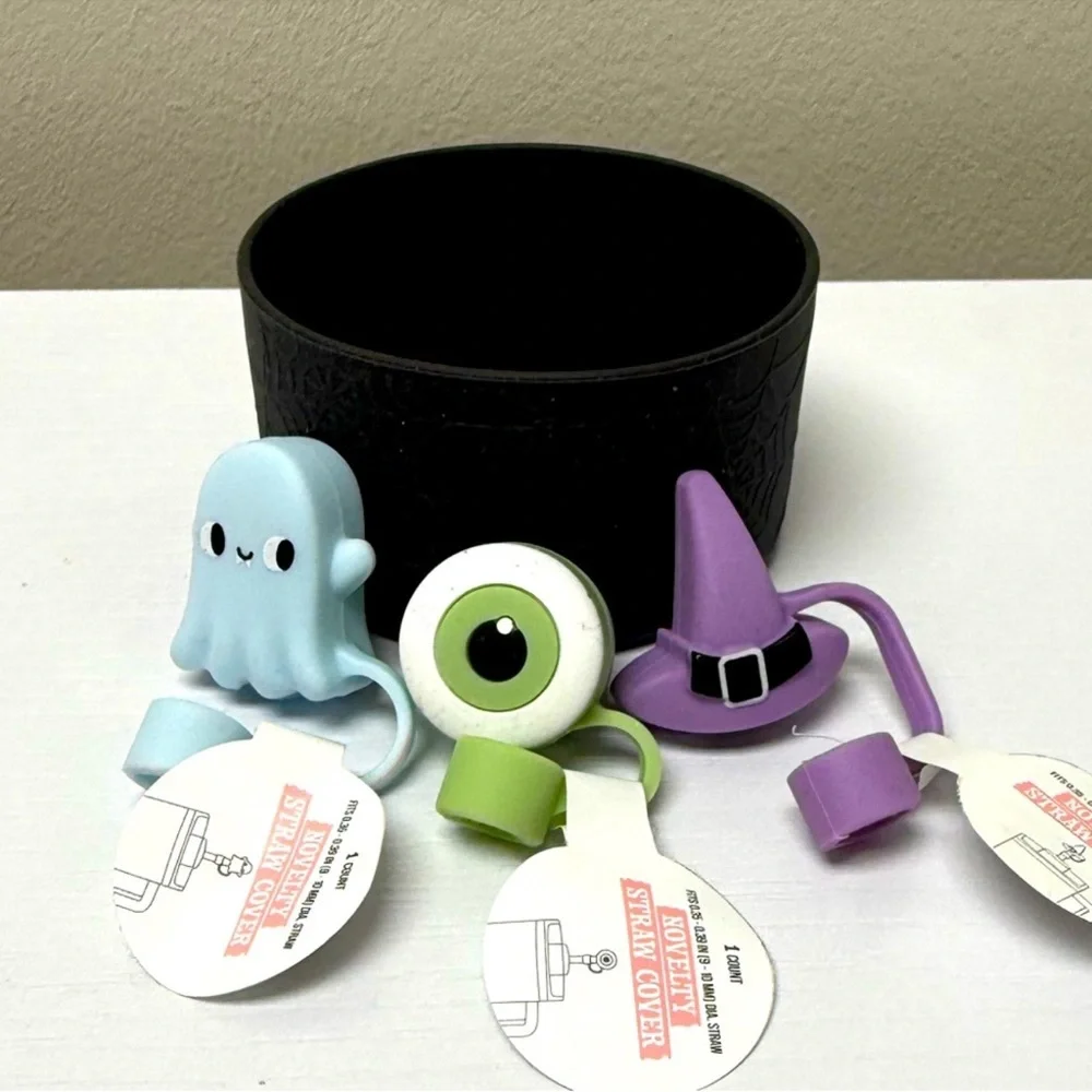 New! Target Bullseye Tumbler Accessories:  1 Boots & 3 Straw Toppers